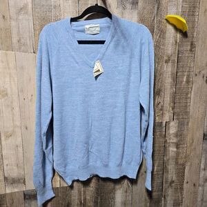 Christian Dior Vintage Blue Orlon Acrylic Knit V Neck Sweater NWT